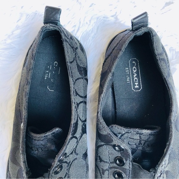 Coach Lucey Signature Canvas Slip On No Lace Shoe Women 8B Low Top Black - Picture 3 of 8